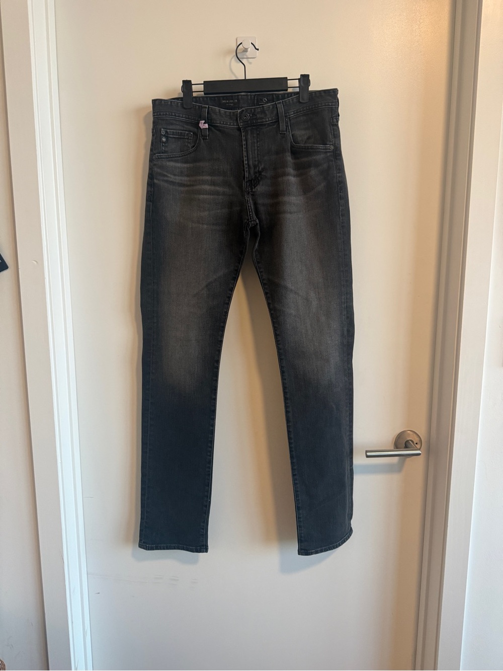 Ag Adriano Goldschmied Men's Washed Black Slim Straight Jeans